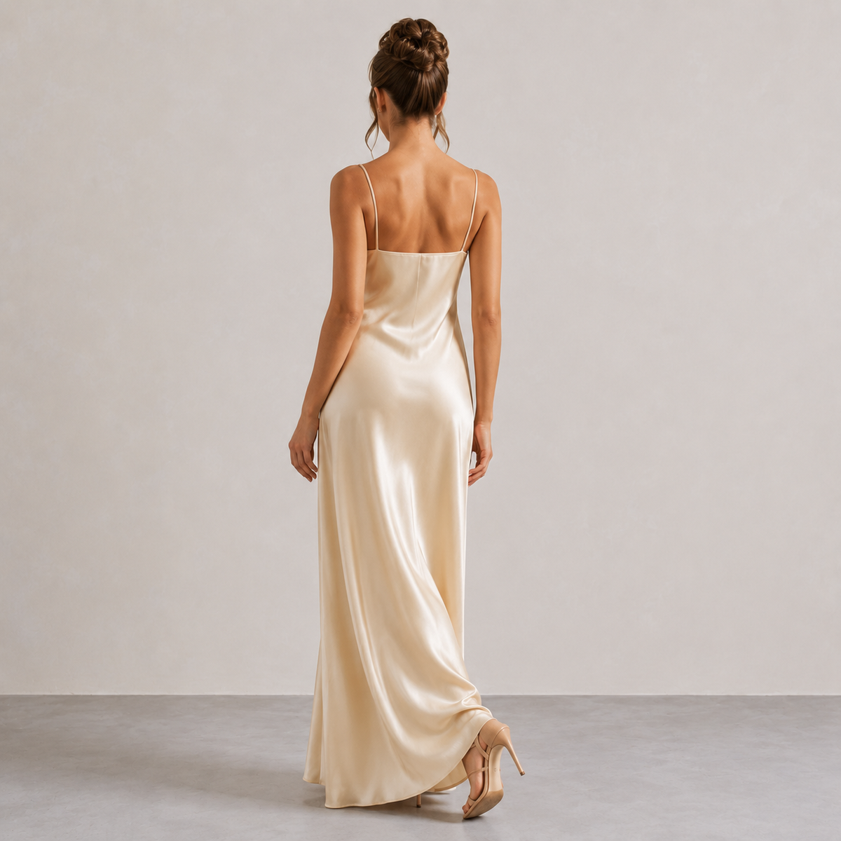 Satin Square Neck Keyhole Slip Maxi Dress 6