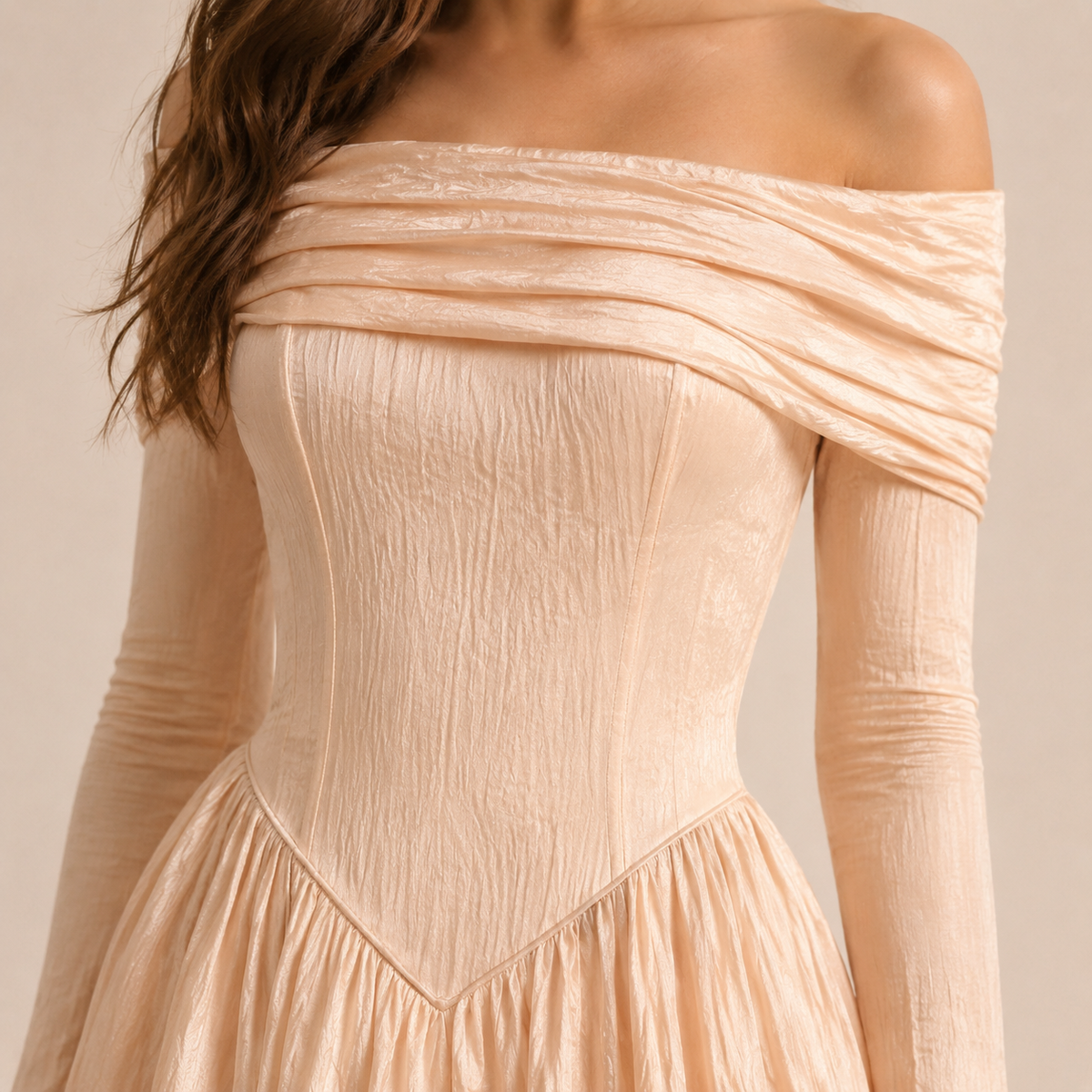 Off Shoulder Long Sleeve Puff Bubble Hem Mini Dress 5