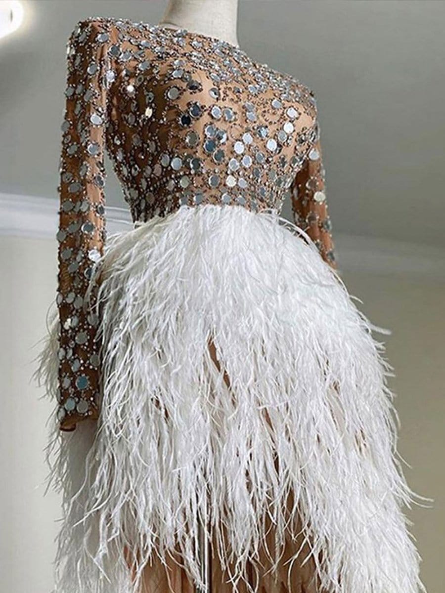 Asher Feather Mini Dress - View 2