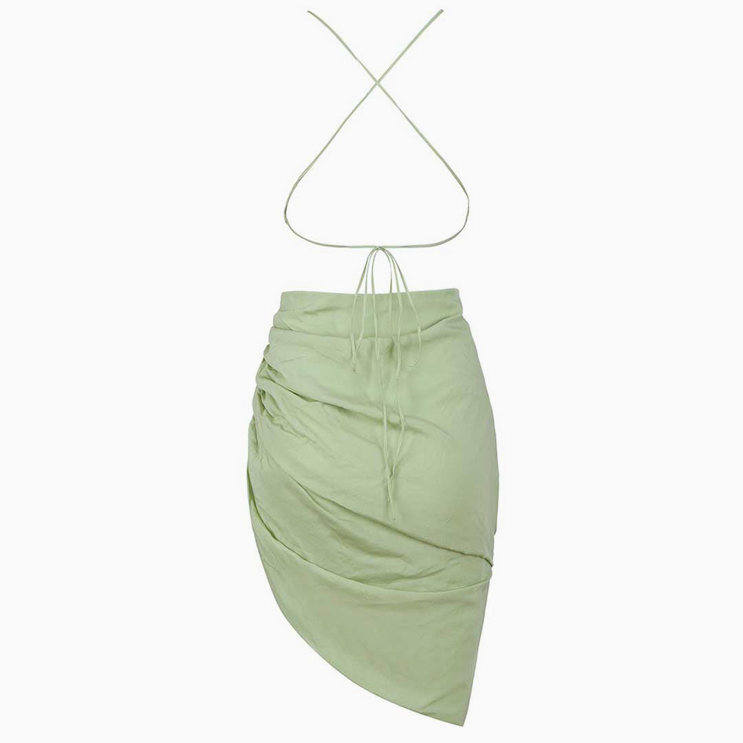 Ruched Side Designer Backless Party Dress for Women - View 2