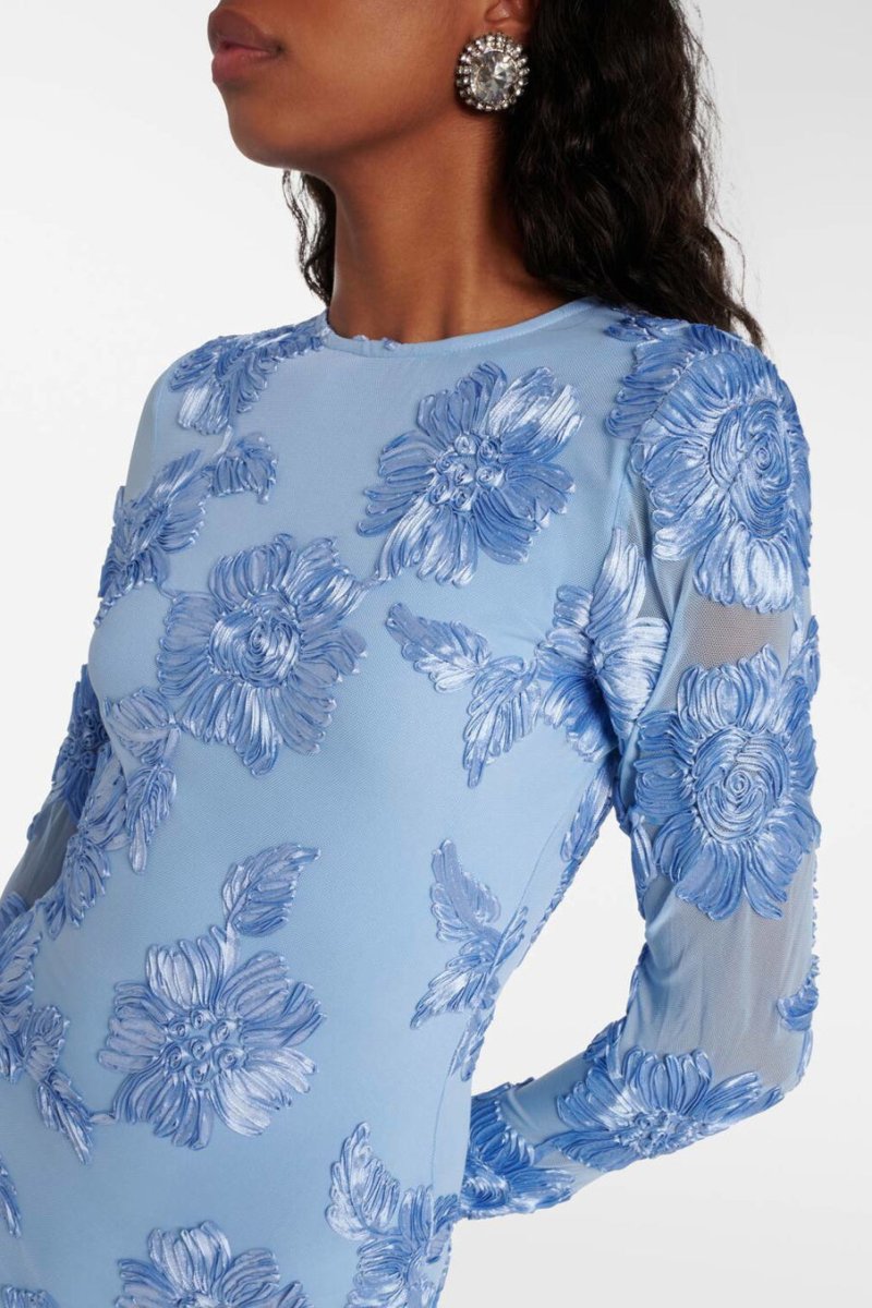 Norma Chic Backless Embroidered Mesh Mini Dress Silhouette Collection - View 7