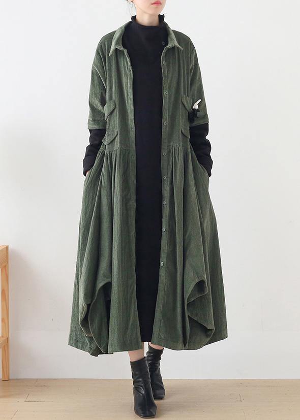 Button Front Flap Pocket Asymmetric Hem Shirt Midi Dress - View 3