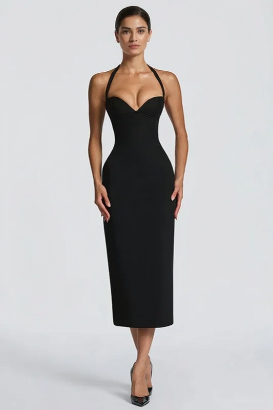 Halter-Neck Midi Dress