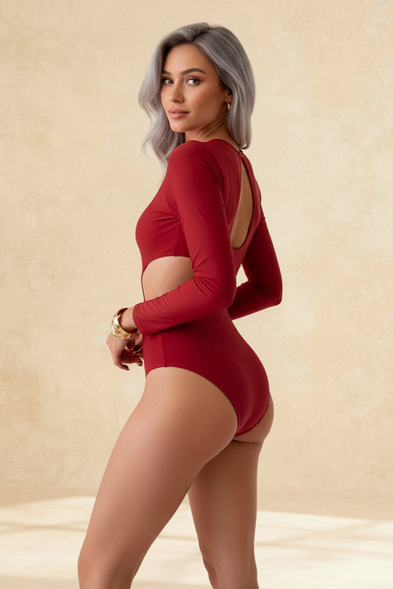 Backless Hollow Long Sleeve One Piece Set