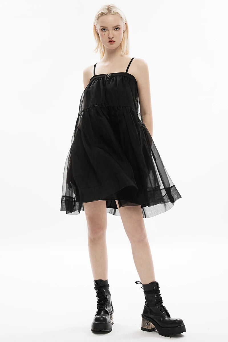 Dark Two Wear Slip Mesh Dress
