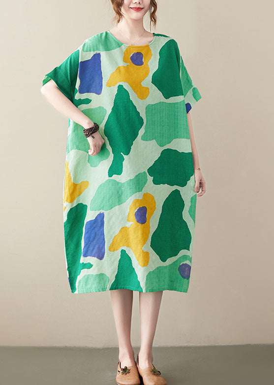 Abstract Print Oversized Short Sleeve Relaxed Shift Midi Dress - View 3