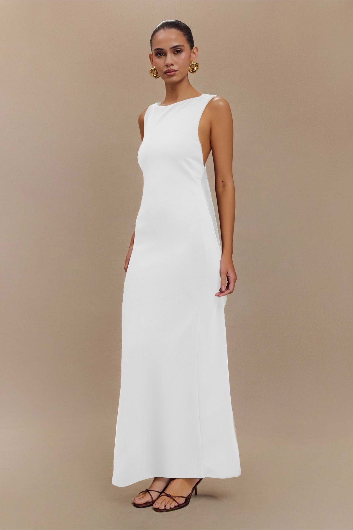 Sleeveless High Neck Column Bodycon Maxi Party Gown - View 7