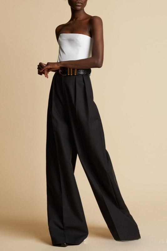 High Waisted Style Floor Grazing Wide Leg Pants