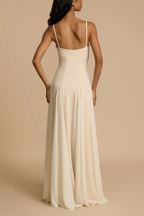 Timeless Elegance Panelled Tulle A-line Slip Maxi Dress - View 8