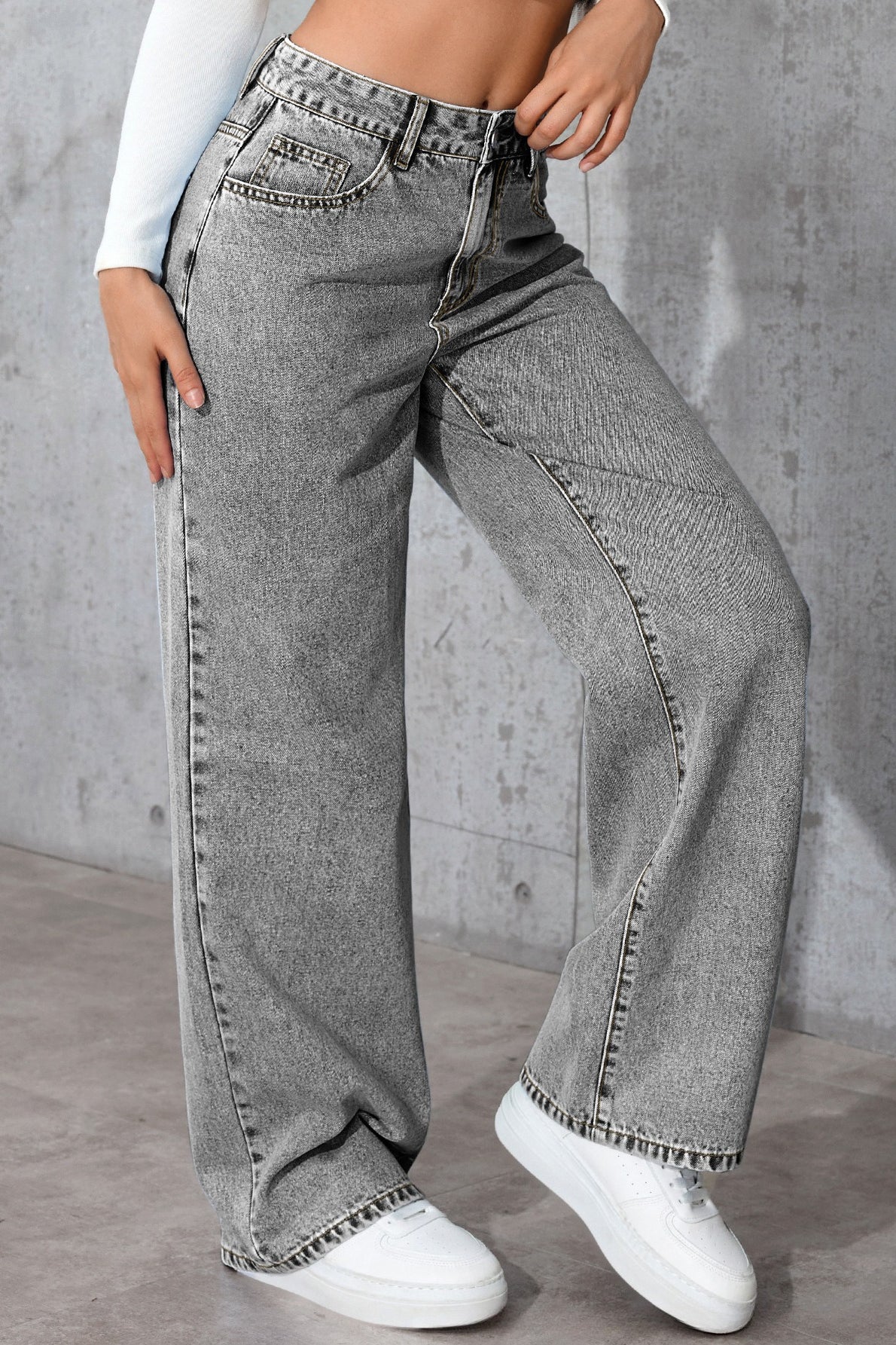 High-Waist Straight-Leg Denim Jeans