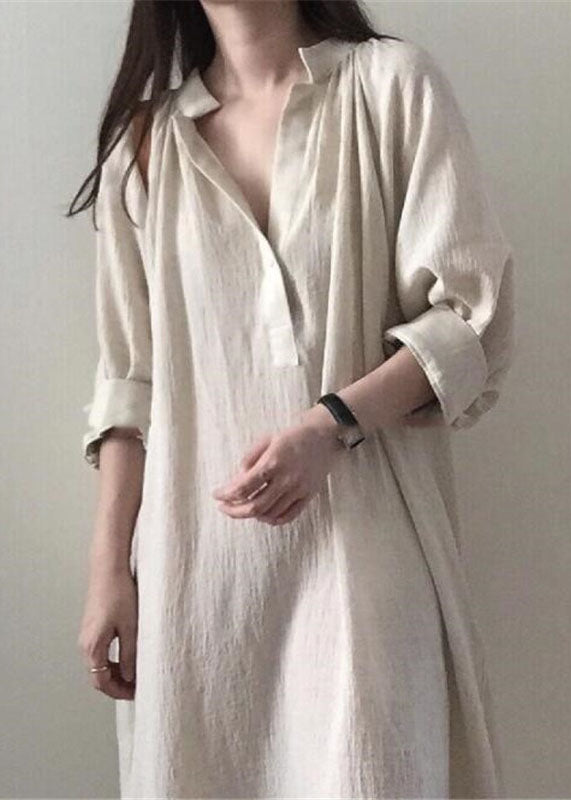 Mandarin Collar Split V-Neck Long Sleeve Side Slit Maxi Dress - View 3