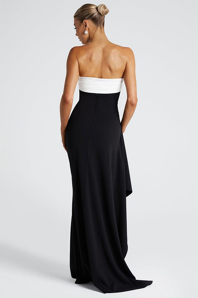 Strapless Ruched High Split Ruffle Mermaid Prom Gown - View 3