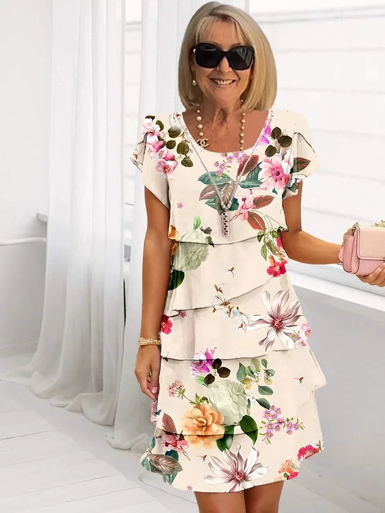 Paulina Pleated Floral Print Ruched Dress - View 4