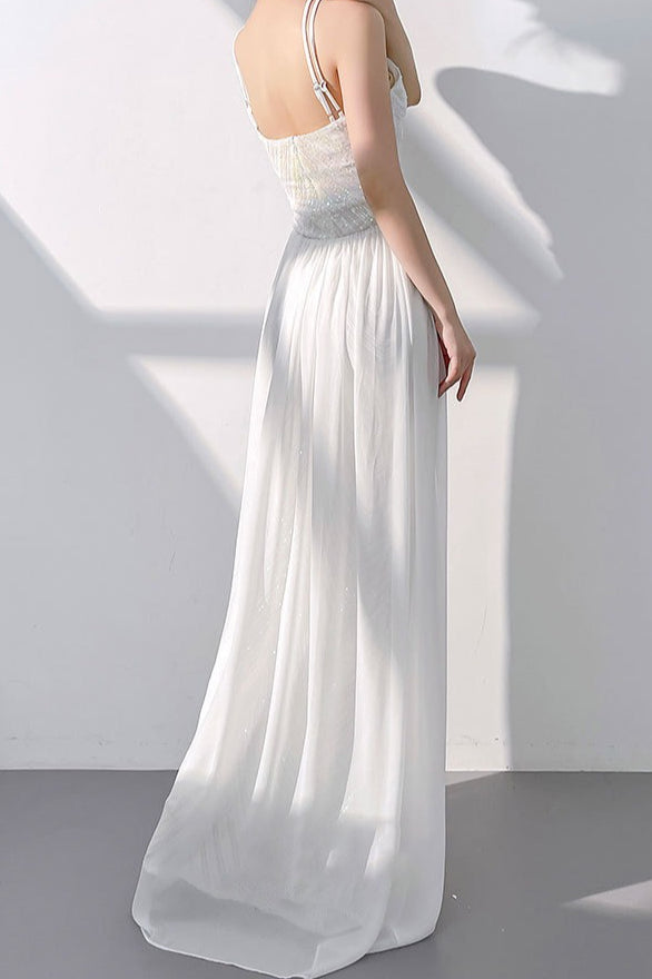 Beaded Sequin Halter Neck Mermaid Maxi Gown - View 3