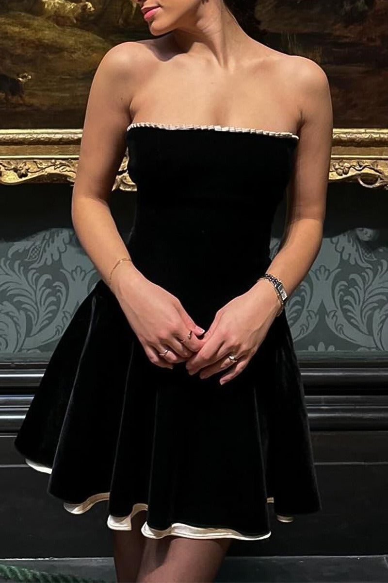 Velvet Bustier A-line Cocktail Dress