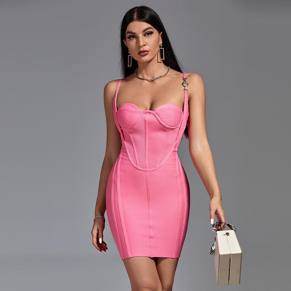 Mesh Spaghetti Strap Bustier Corset Bodycon Mini Dress - View 2
