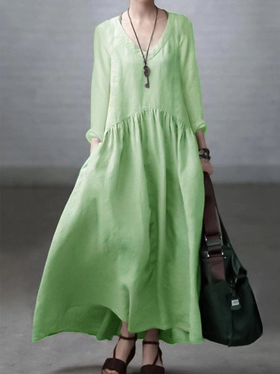 Oversized V-Neck Long Sleeve Relaxed Fit Maxi Dress - View 11