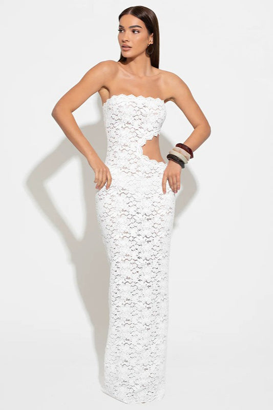 Sheer Lace Backless Bodycon Lace Dress