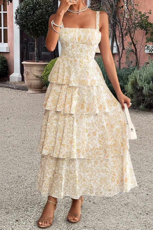 Chiffon Strap Maxi Floral Dress - View 6