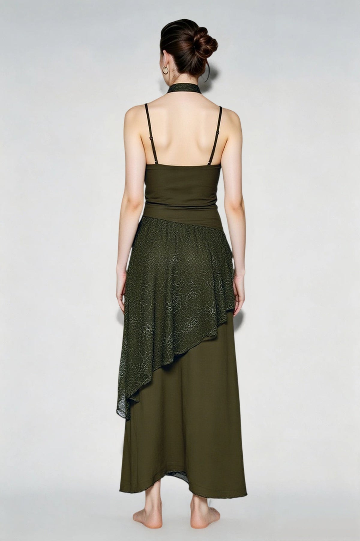 Lace Sheer Mesh Maxi Dress