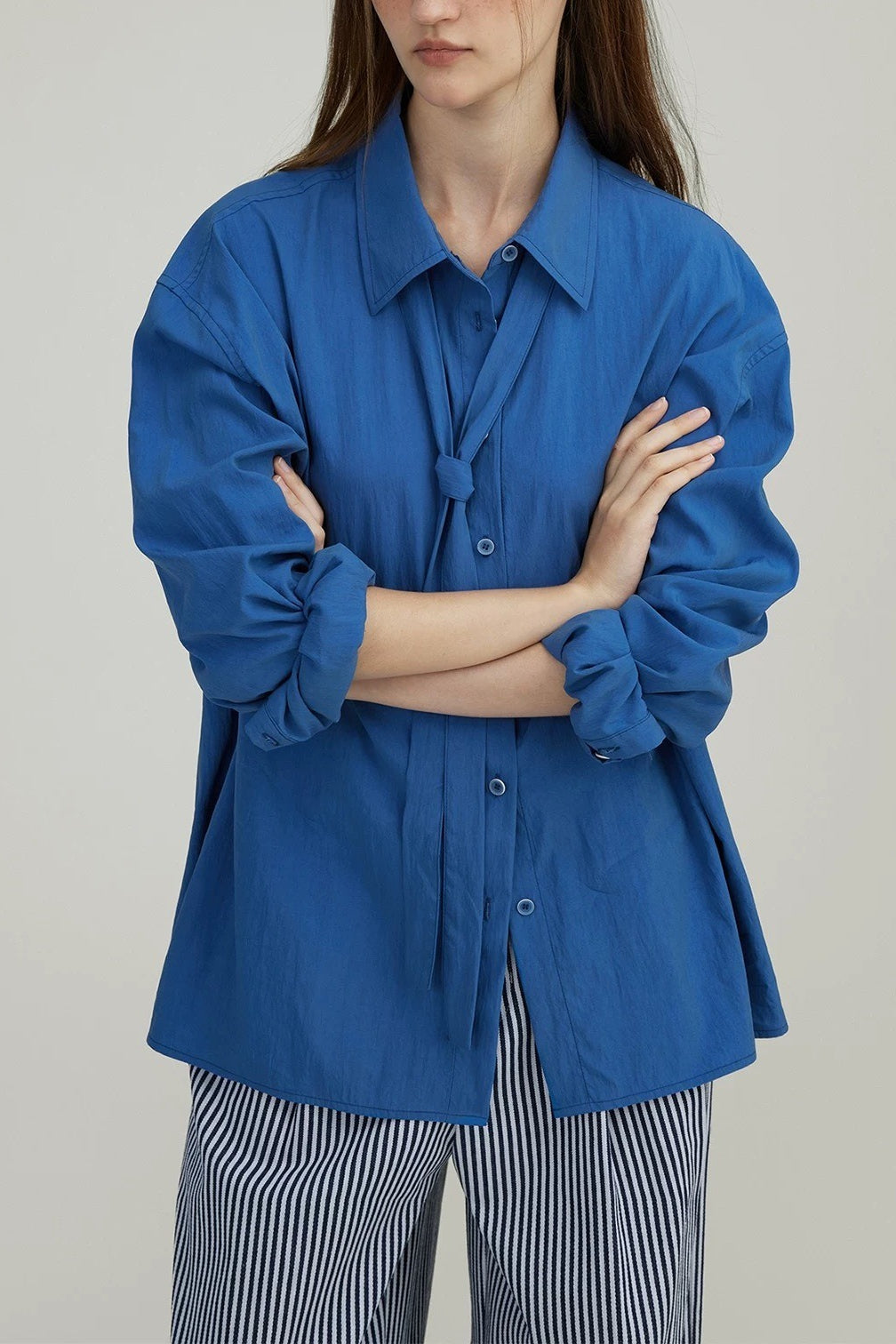 Tencel Draped Tie Blouse