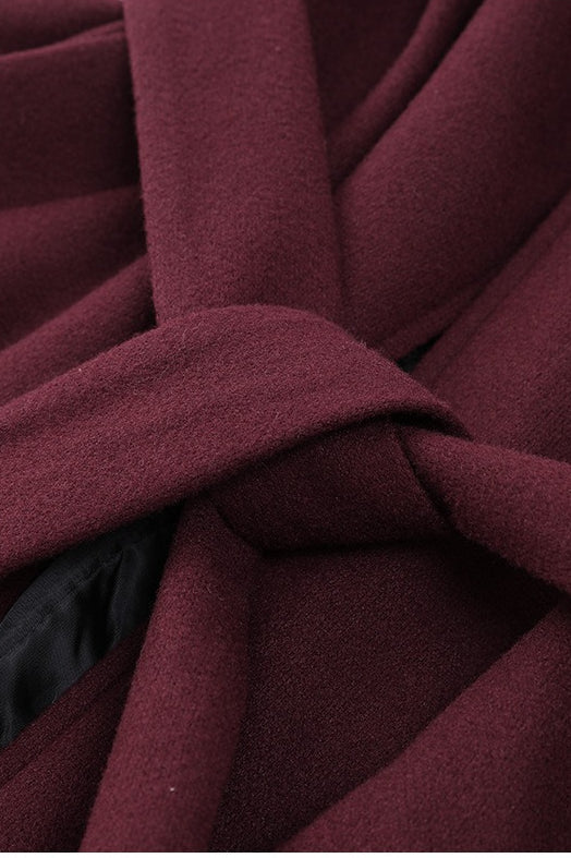 Elegant Scarf Collar Long Solid Overcoat