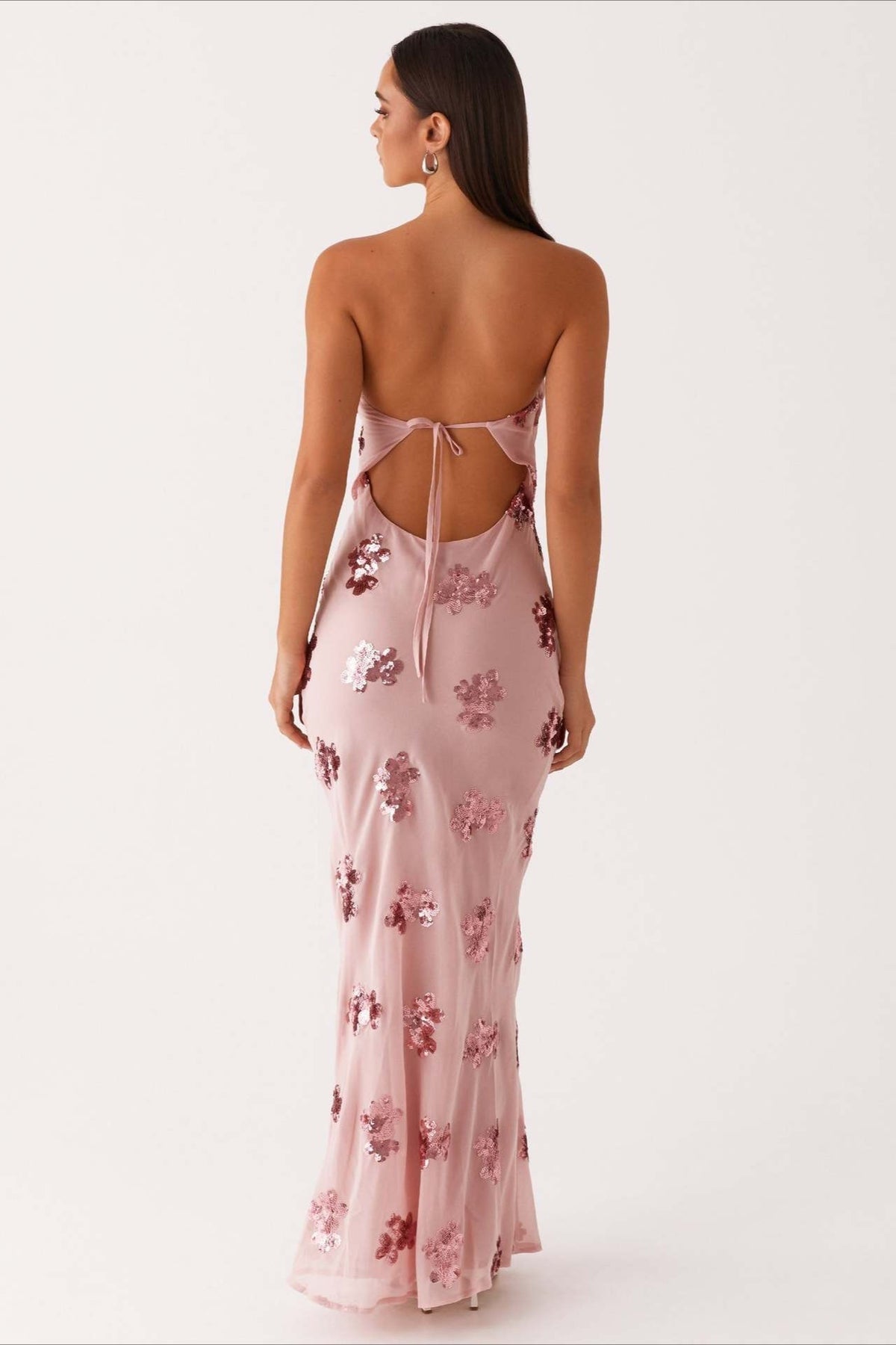 Floral Sequin Strapless Slip Maxi Gown - View 2
