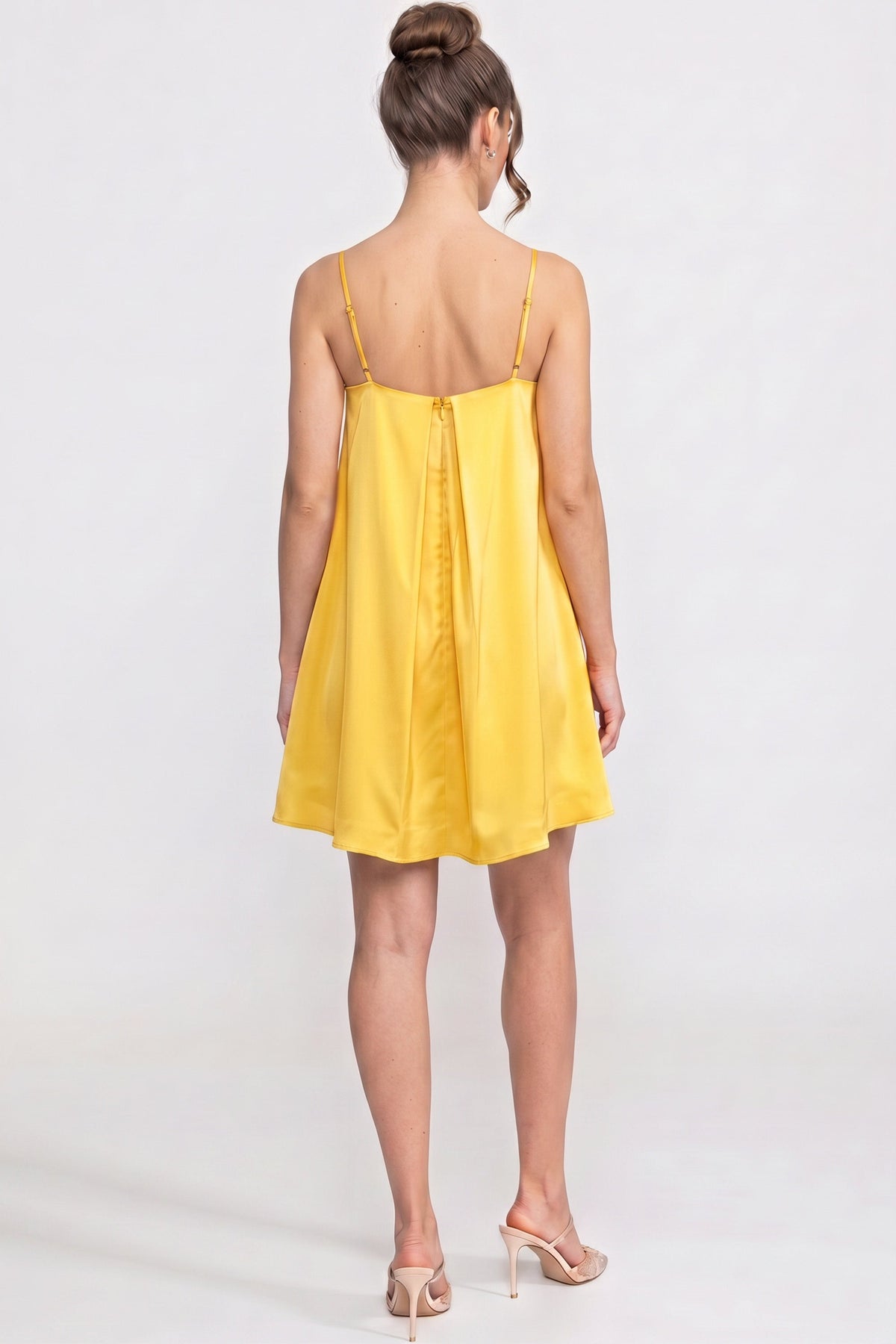 Spaghetti-Strap Mini Dress - Yellow - View 8