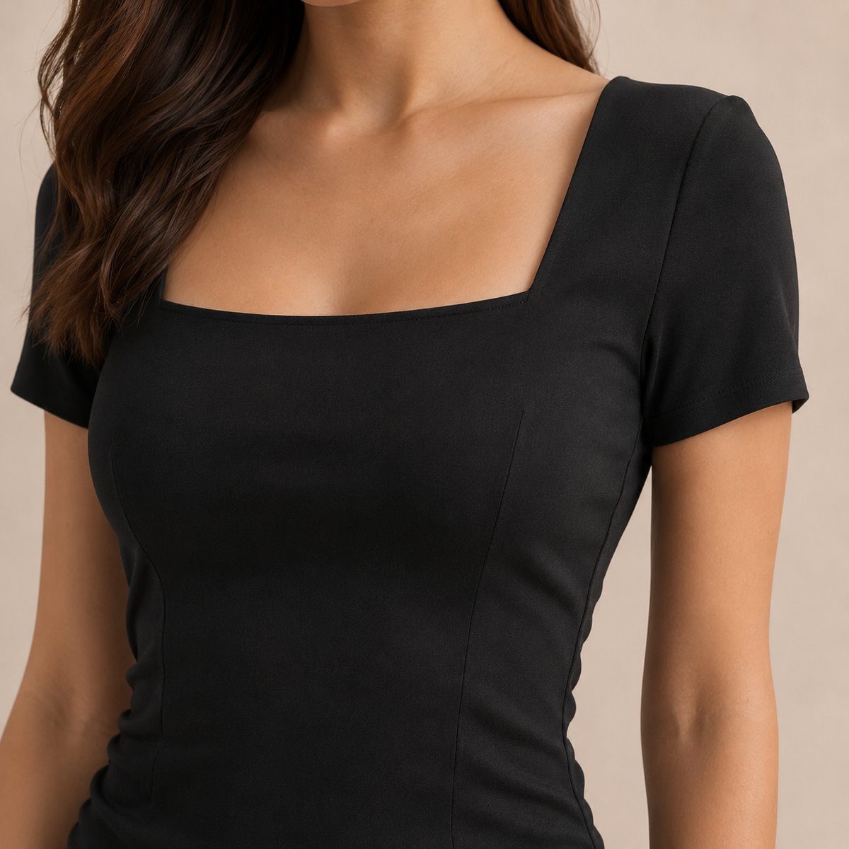 Square Neck Short Sleeve Ruched Bodycon Mini Dress 2