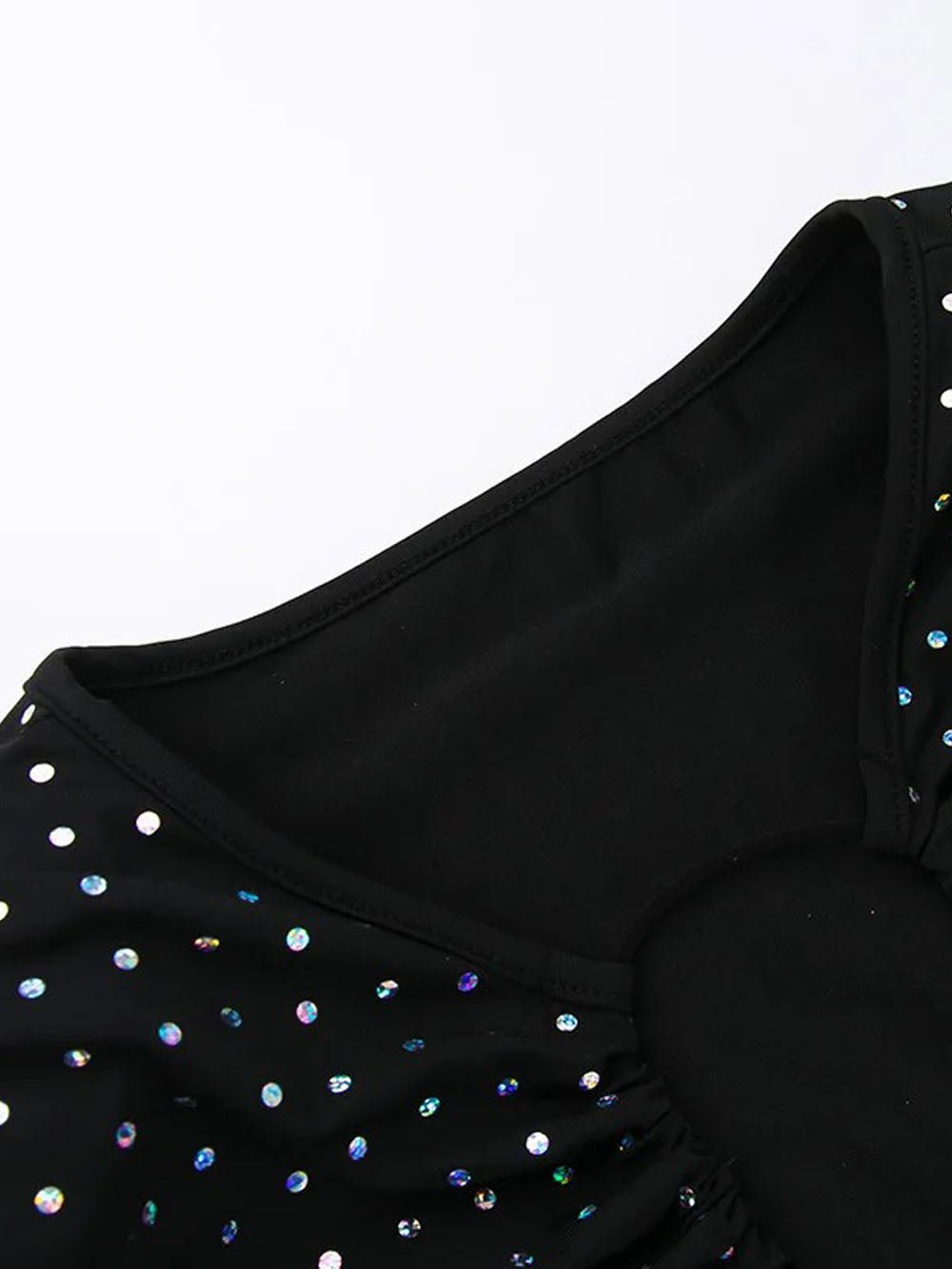 Rhinestone Mesh Long Sleeve Keyhole Cut Out Bodycon Midi Dress - View 6