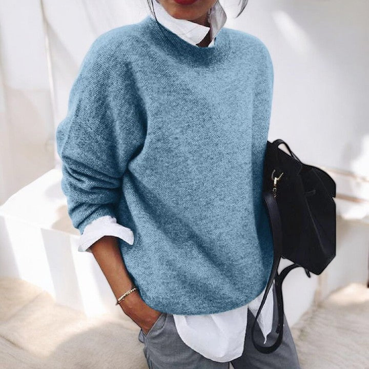 Drop Shoulder Crew Neck Long Sleeve Knit Sweater 3