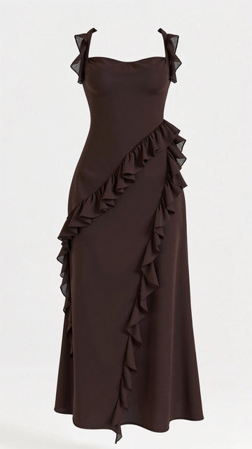 Floral Print Ruffle Maxi Dress - View 10