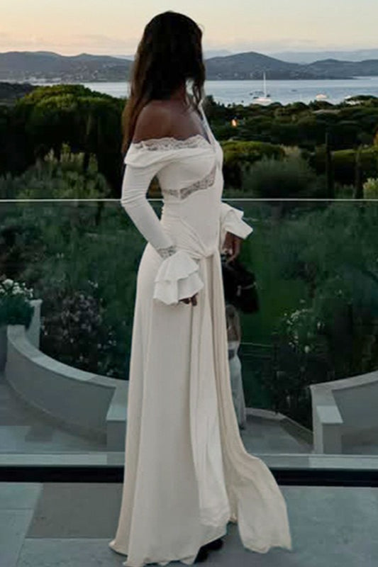 Deep V-Neck Lace Maxi Dress