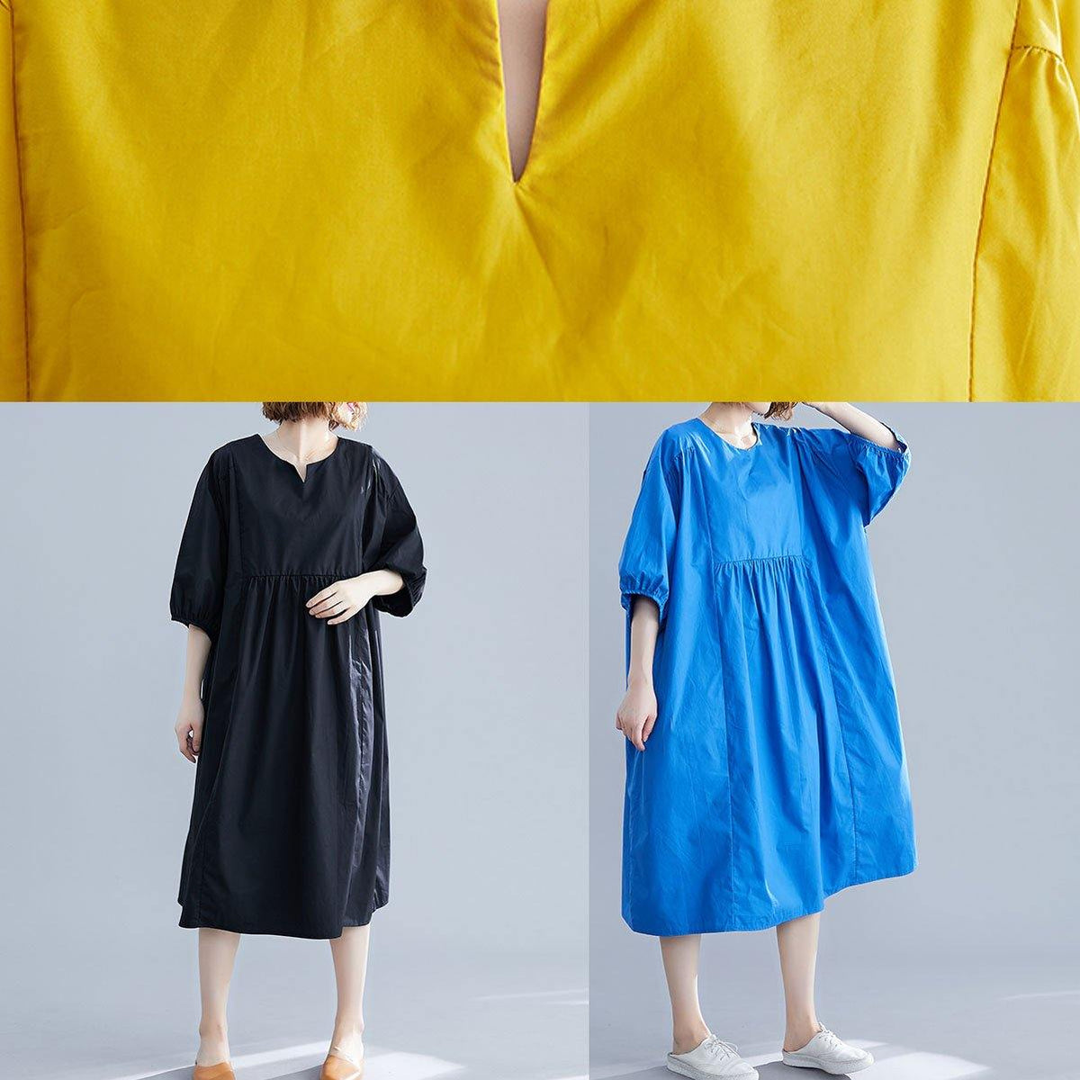 Puff Sleeve Round Neck Empire Waist Loose Oversized Midi Summer Dress - View 5