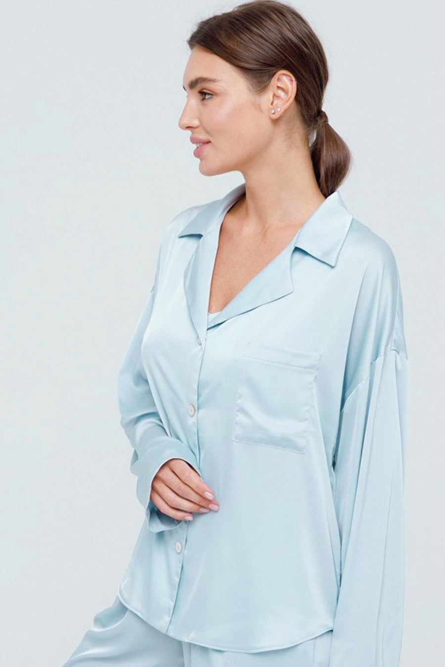 Satin Long Sleeve Pants Pajama Set