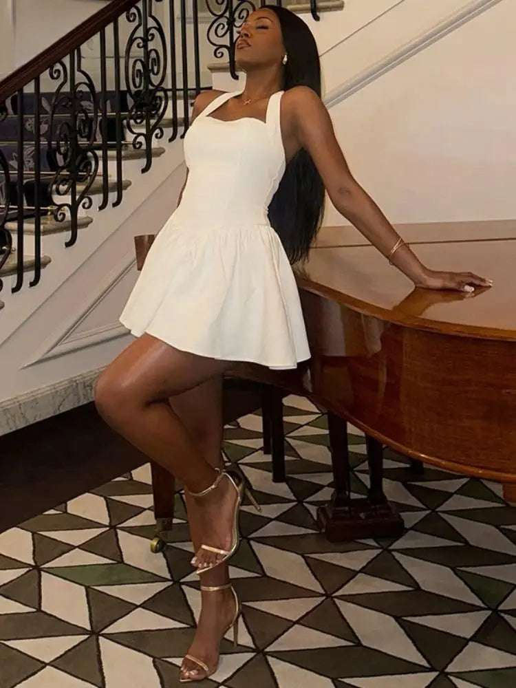 Halter Backless A-Line Mini Party Dress - View 3