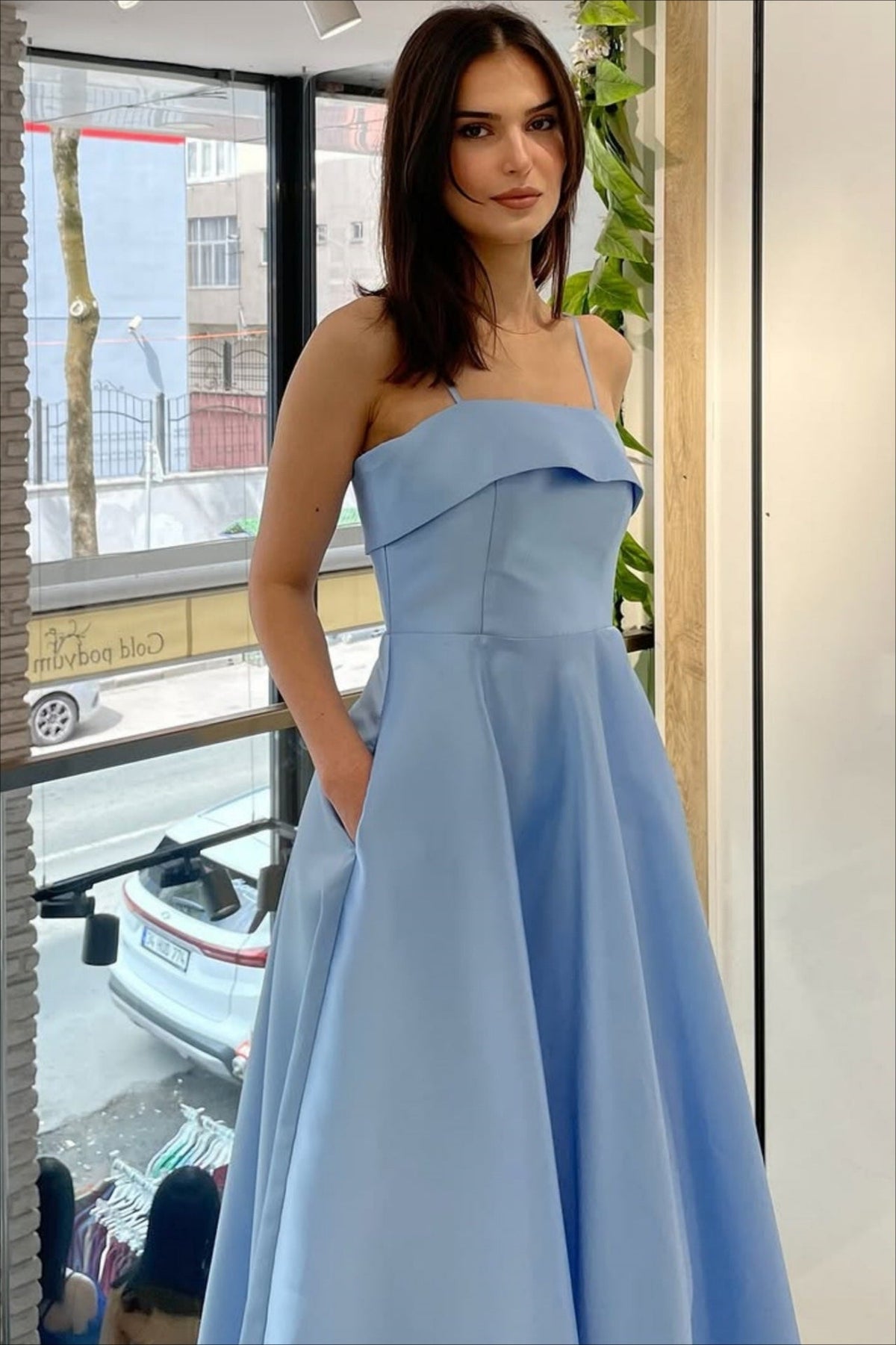 Spaghetti Strap Fit and Flare A-Line Midi Dress - View 8