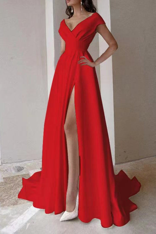 Satin Cap Sleeve A-Line Wedding Gown - View 4