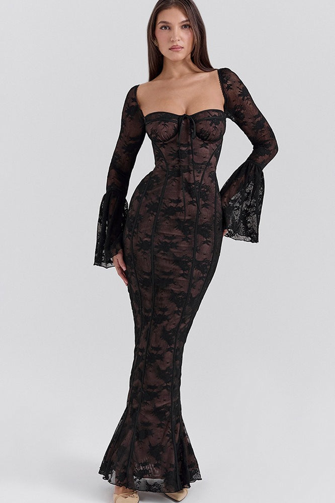 Satin Deep V-Neck Backless High Split Maxi Dress - View 9