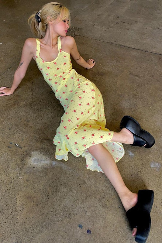 Milk Silk Floral Mermaid Maxi Floral Dress