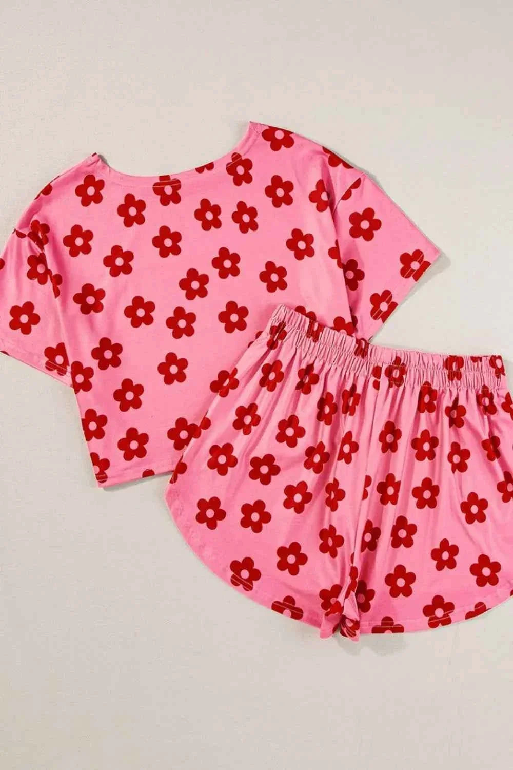 Floral Cropped Tee and Shorts Lounge Set