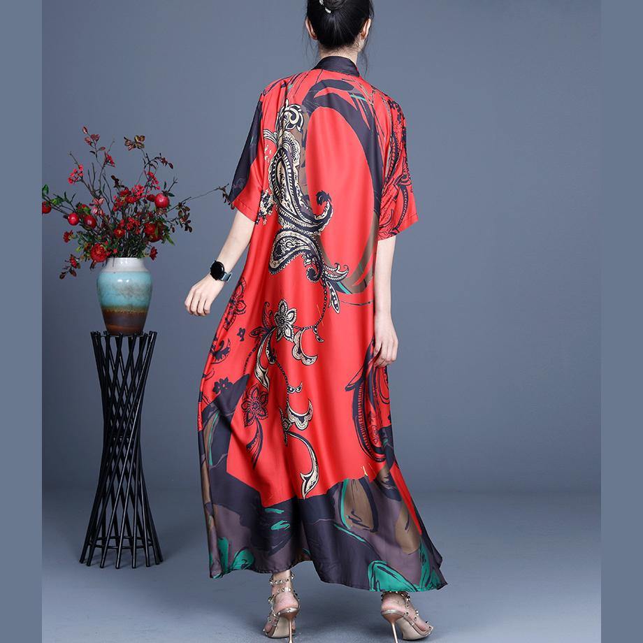 Paisley Print Collared Smocked Waist Short Sleeve Maxi Dress - View 4