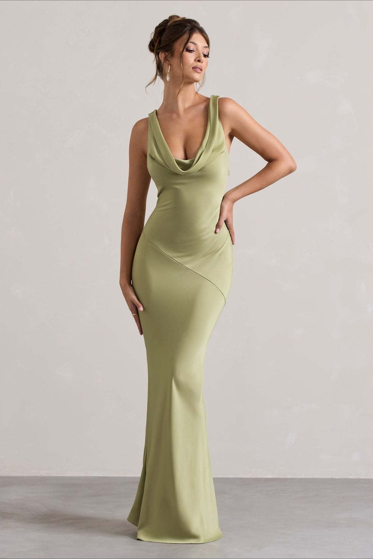 Satin Mermaid Low-Back Party Dress in Blue - View 18