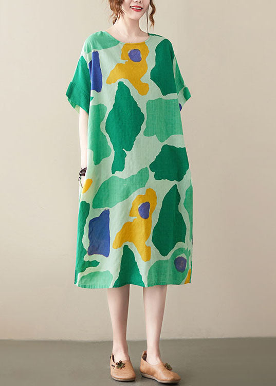 Abstract Print Oversized Short Sleeve Relaxed Shift Midi Dress