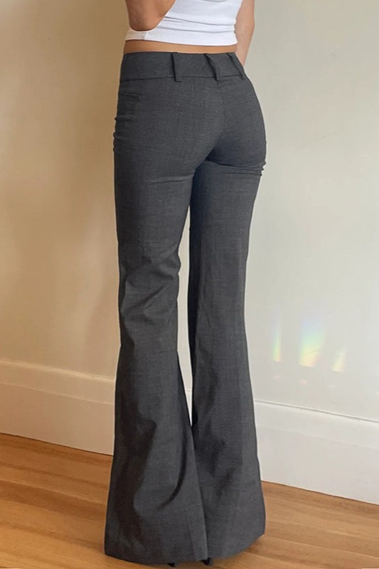 Low Rise Flared Office Chic Tailored Pants
