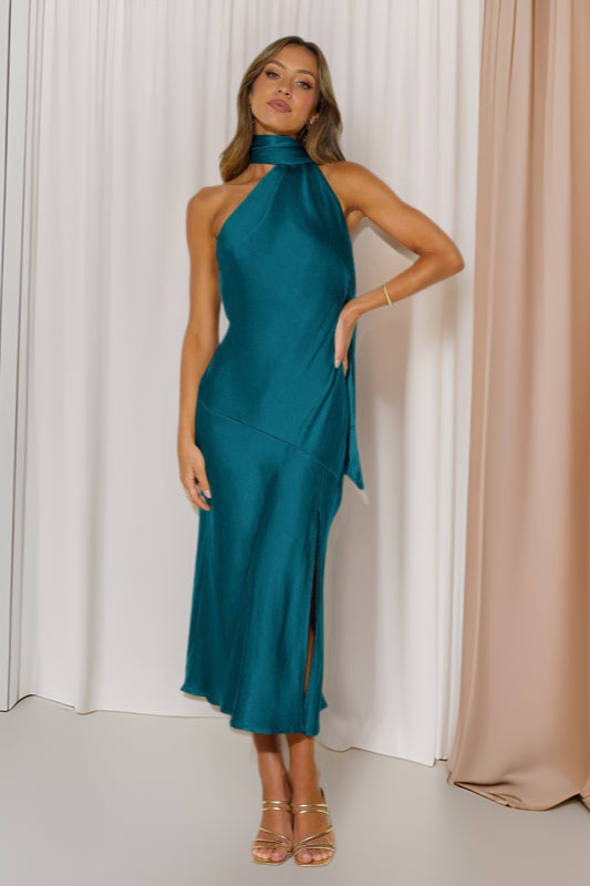 Chic Satin Slit Backless  Cocktail Dress - View 5