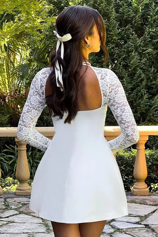 Lace Bodycon A-line Chic Cocktail Dress in Black - View 4