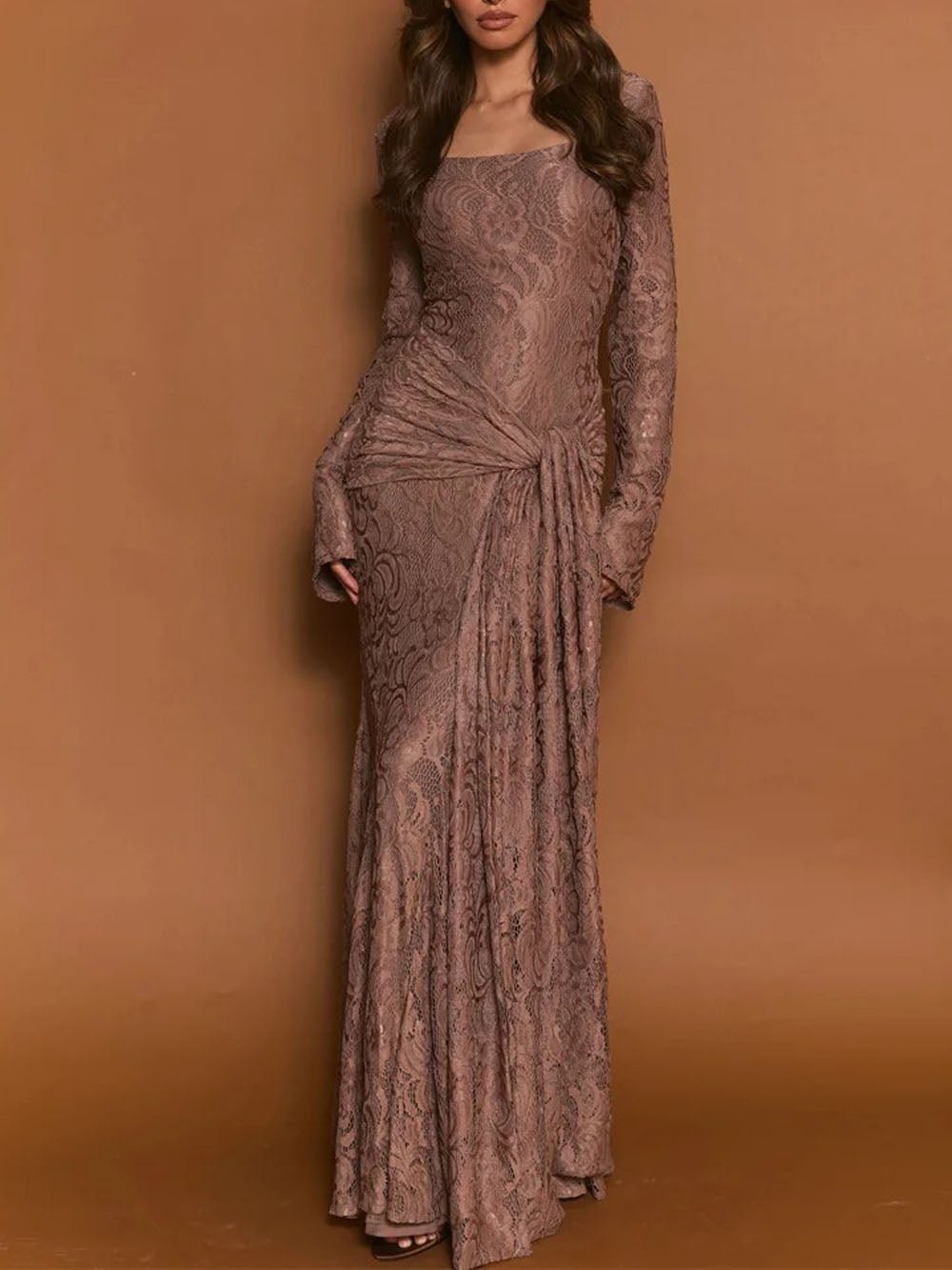 Celeste Draped Lace Maxi Dress - View 3