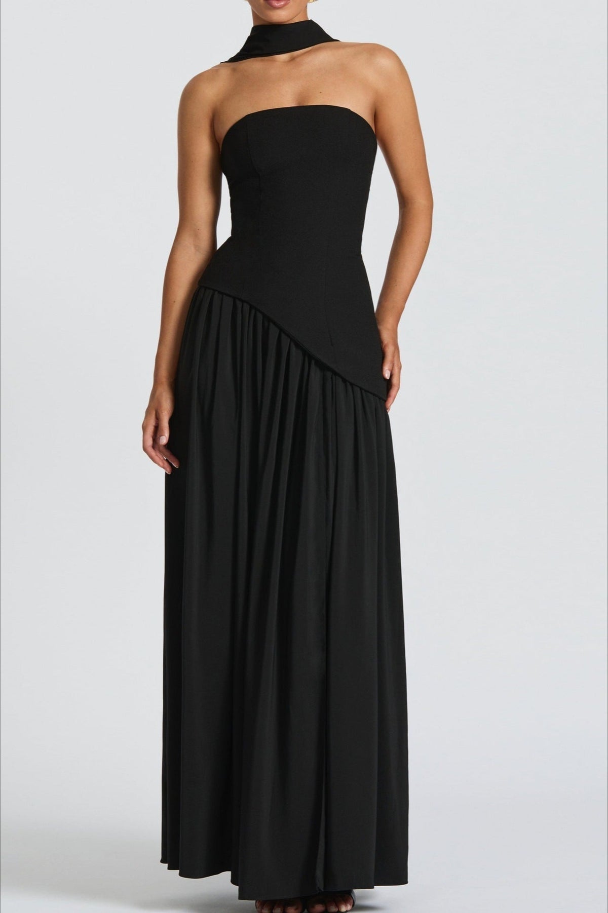 Colorblock Halter Neck High Split Maxi Dress - View 6
