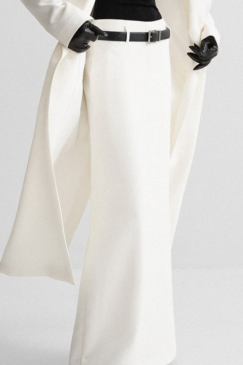 Relaxed Fit White A Line Commuter Skirt
